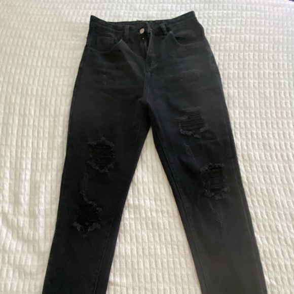 High waisted, ripped, black, US S - Picture 2 of 4